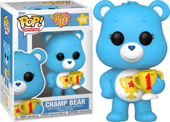 Pop Animation Care Bears 40th Champ Bear Fl Vinyl Figure